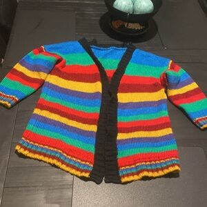Multicolored striped knit cardigan
